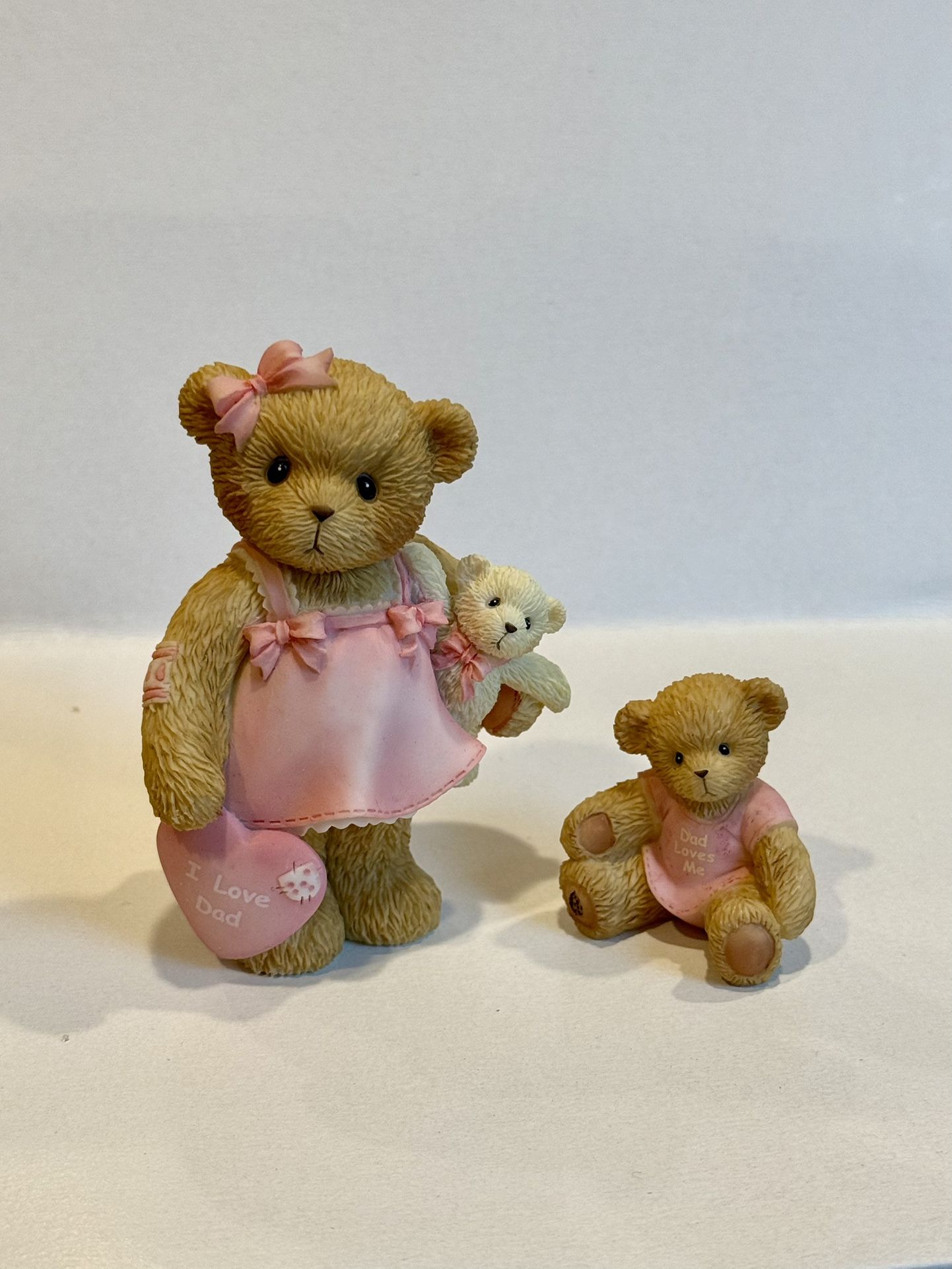 Cherished Teddies Pink Bear Dress I Love Dad, Dad Loves Me Figurine #000815