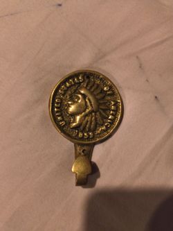 Brass Indian Head Coin Wall Hook