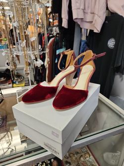 Sundance red aura velvet shoes (heels) size 36 european.