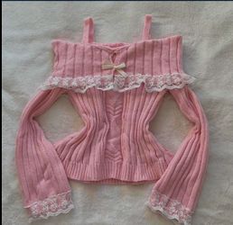 Pink Knitted Sweater Coquette 