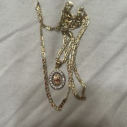14k Gold Virgin Mary Necklace 