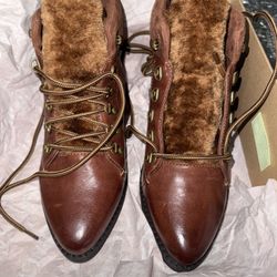 Johnston & Murphy Bianca boots in Brown Burnished Glove leather 