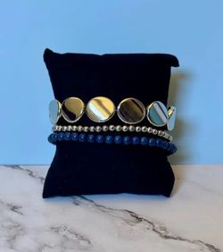Silver toned and Blue Beaded Bracelets