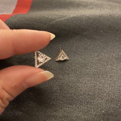 Real Silver Zircon Diamond Stud Earrings 