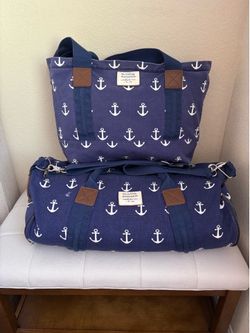 Sloane Ranger Navy Anchor Duffel Set