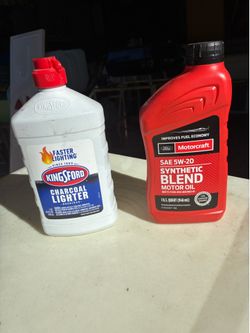 Set of Motor Oil and Charcoal Lighter Fluid