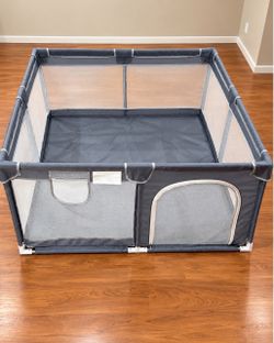 Large Baby Playpen / Play Yard – Gray Mesh