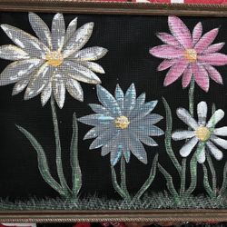 Hand Painted By Local Artist. Daisies Painted On Screen
