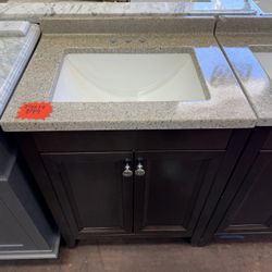 Delridge 25 in. Single Sink Chocolate Bath Vanity with Caramel Cultured Marble Top