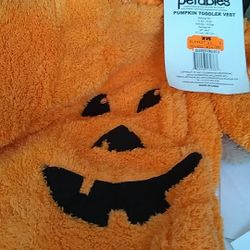 petables Halloween costume pumpkin toddler vest 12lbs-32lbs