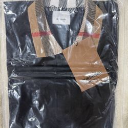 Burberry Men’s Polo Shirt – Black (Size L)