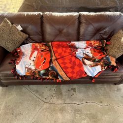 ✨BEAUTIFUL BROWN LEATHER COUCH✨