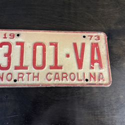 North Carolina License Plate 1973