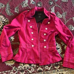 White House Black Market Military Coat Red 