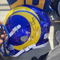 Rams helmet signed by Jimmy g, Channing crowder, Fred taylor and Cory sharuder