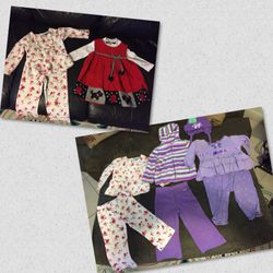 8 pieces (4 sets + a hat) . 24 months Baby Girl Clothes with a Christmas outfit.
