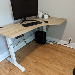 Lg Electric  Rising Desk, L-shaped