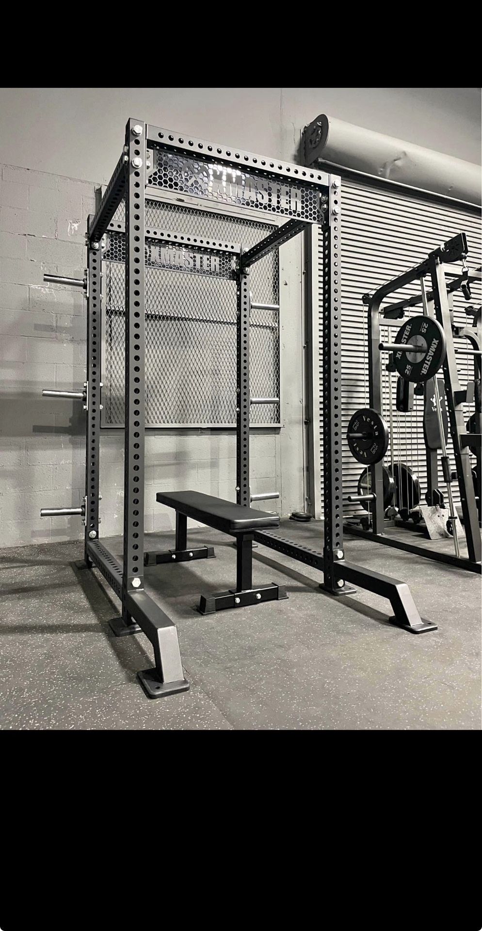 Half Rack PACKAGE - Rack + Flat Bench + Weight Plate Holder Pairs x3