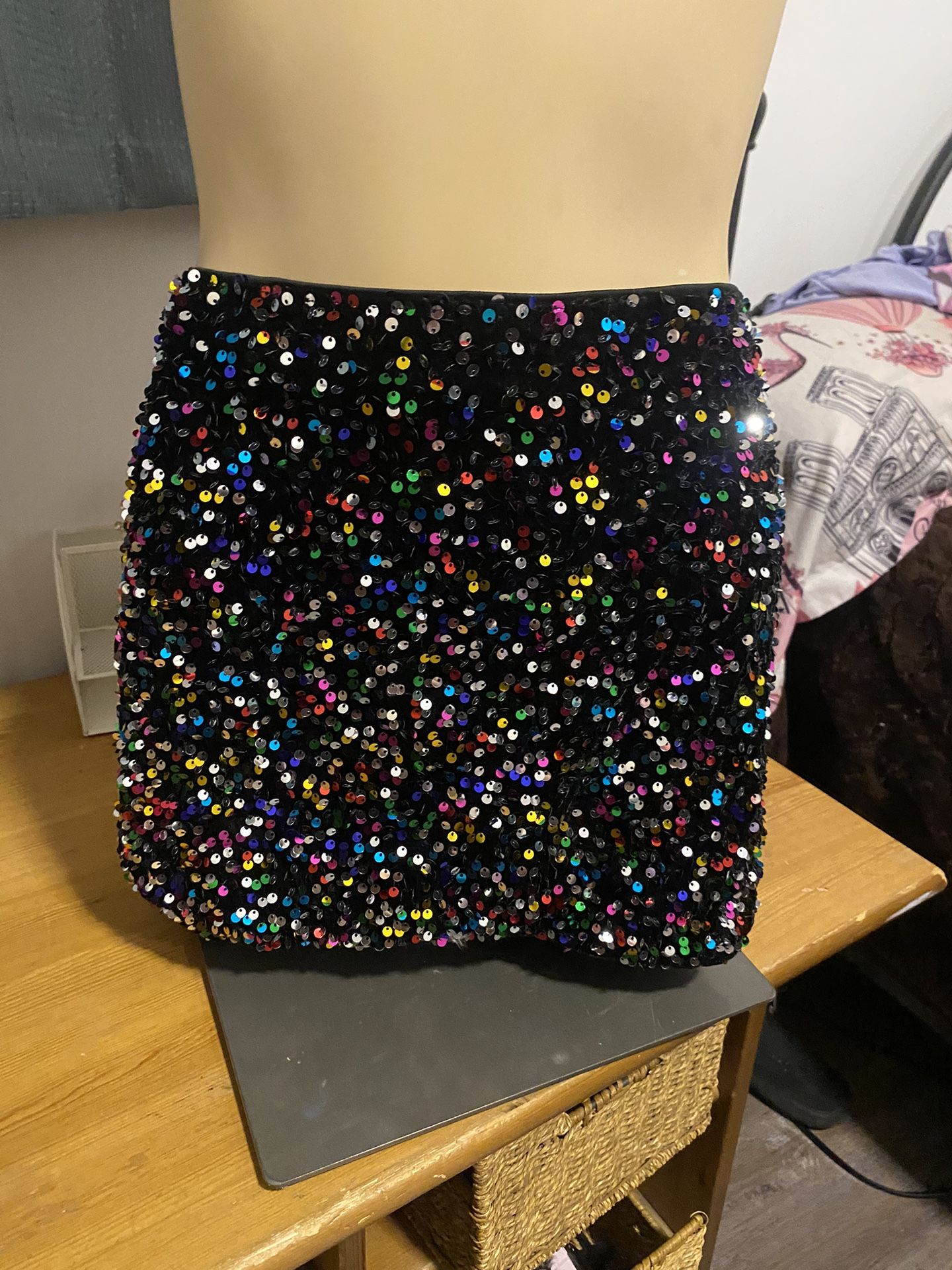 rainbow glittery skirt