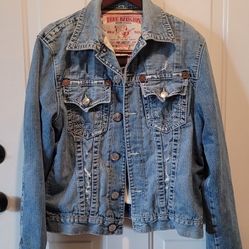 True Religion Sweater Lined Denim Jean Jacket Large