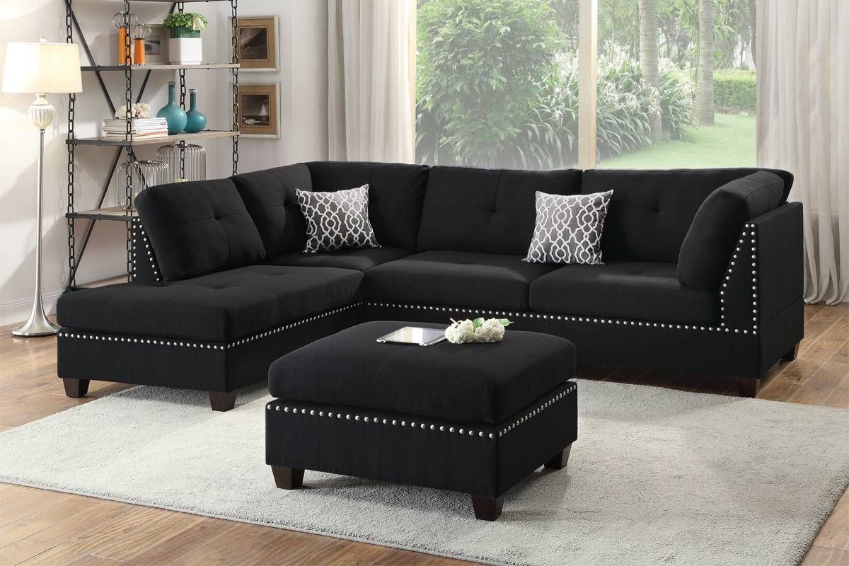 Black Reversible Sectional & Ottoman