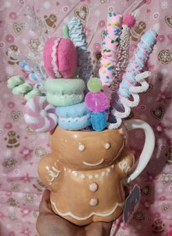 Pastel Gingerbread Girl Mug Christmas Table Decor