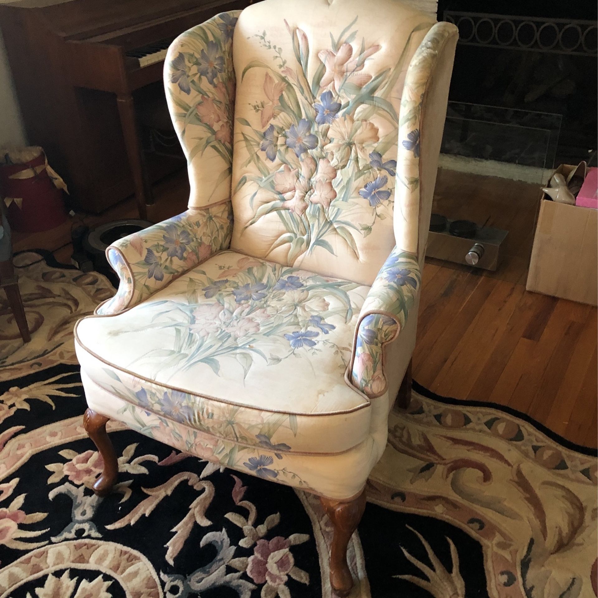 Floral Print Wingback Chair