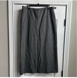 Gray Wool Blend Midi Skirt Size 16