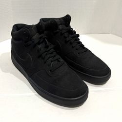 Nike Men's Court Vision Mid 'Triple Black'  Athletic Sneakers Lace-Up US 11.5