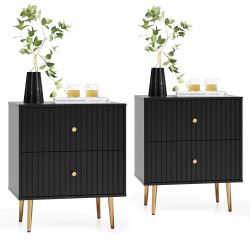Set Of 2 Fluted Nightstands 