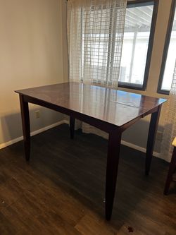 Dark Wood Rectangular Dining Table with chairs
