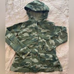 Camo-Print Hooded Utility Jacket for Girls
