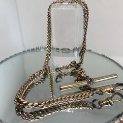 Vintage Simmons Gold Plated T Bar Pocket Watch Fob Chain 12" Long