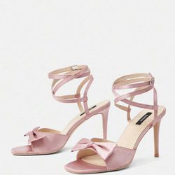 Glamorous Pink Satin Ankle Strap Stiletto Heeled Sandals *NEW*