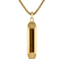 Bulova Marine Star Tiger's Eye Gold-Tone Dog Tag Amulet Necklace