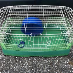 Rolling Animal Enclosure- 2 Doors - Play Wheel - Slide Out Bottom Tray For Convenient Cleaning