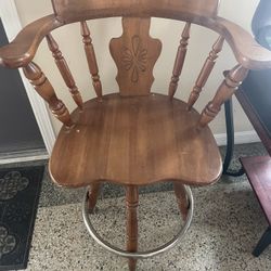 1 Wood Swivel counter barstool with Footrest