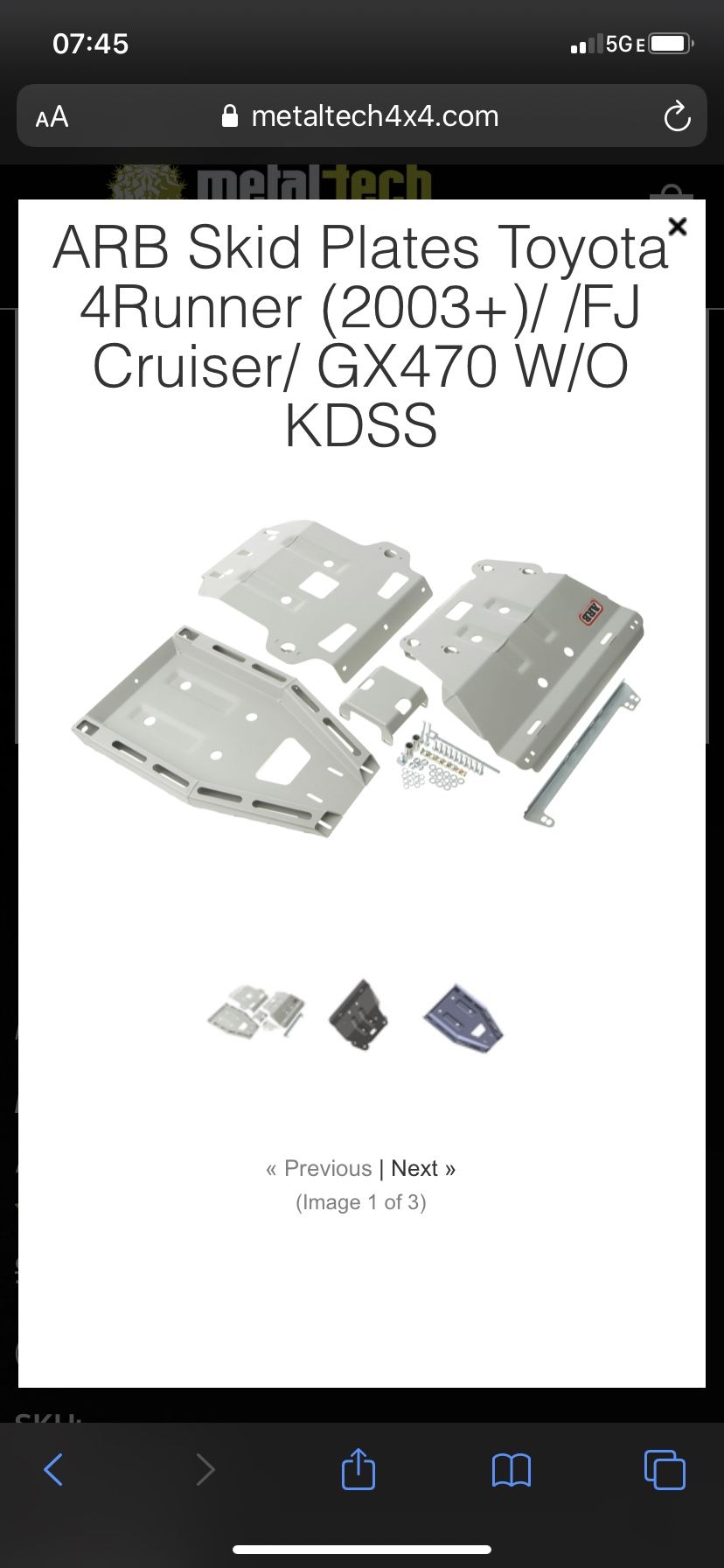 ARB Skid Plates Toyota 4Runner (2003+)/ /FJ Cruiser/ GX470 W/O KDSS for Sale in La Puente, CA