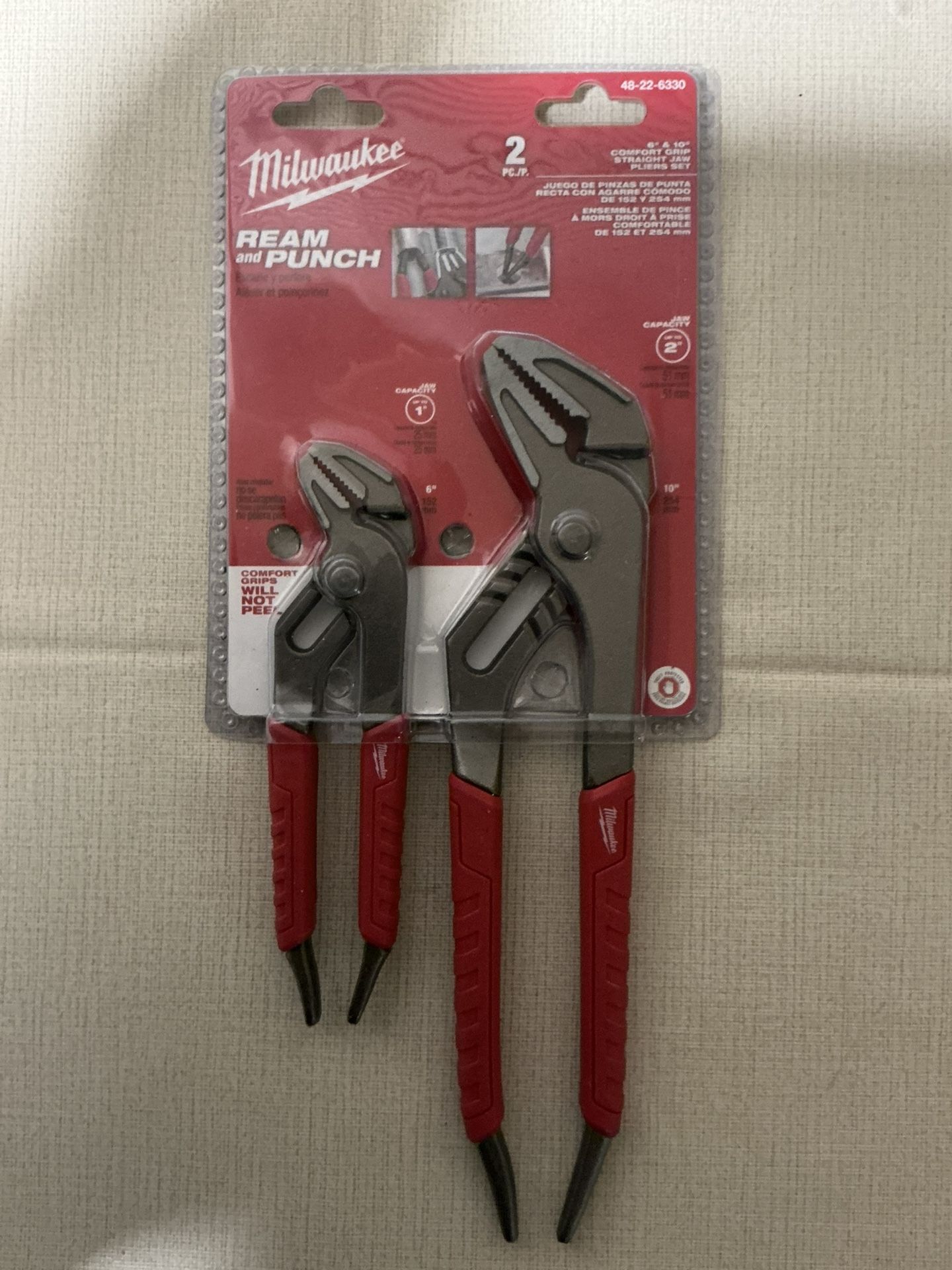 Milwaukee. 6 in. and 10 in. Straight-Jaw Pliers Set (2-Piece).