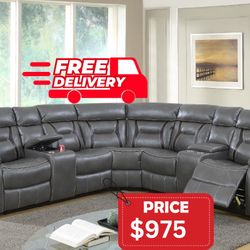 Motion Sectional Sofa Recliner - Free Delivery ✅ Gray Sectional Sofa Recliner