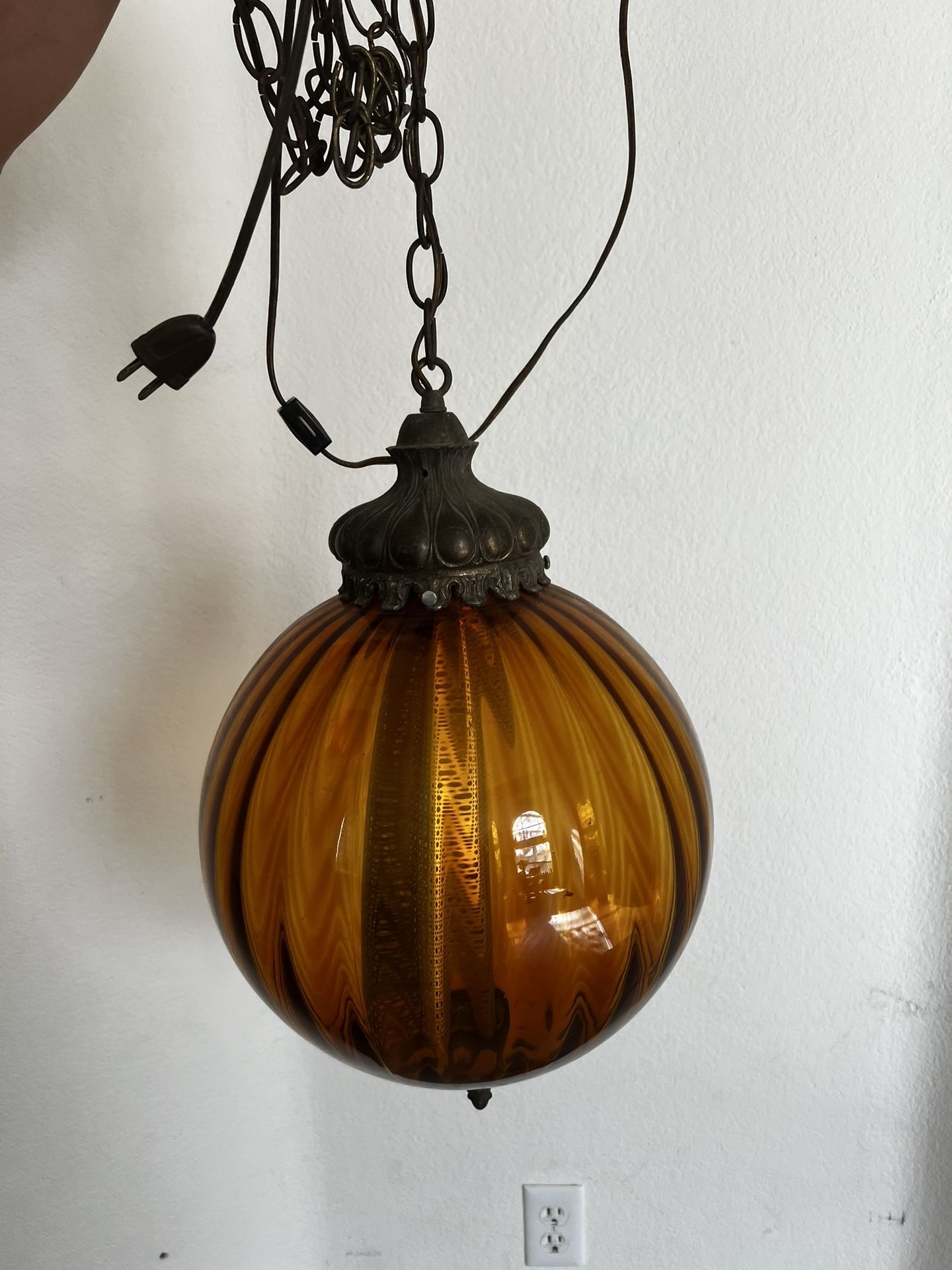 Vintage Amber Hanging Lamp