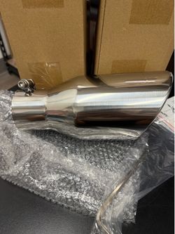 Exhaust Tip 2.5" Inlet 4" Outlet 9" Long Chrome Stainless Steel Bolt on Silver