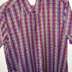 Robert Graham Short Sleeve Shirt Purple Checks Plaid 3XL