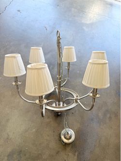 6-Light Brushed Nickel Chandelier with Shades