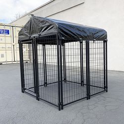 $135 (Brand New) Heavy duty kennel with cover dog cage crate pet playpen (4’l x 4’w x 4.5’h) 