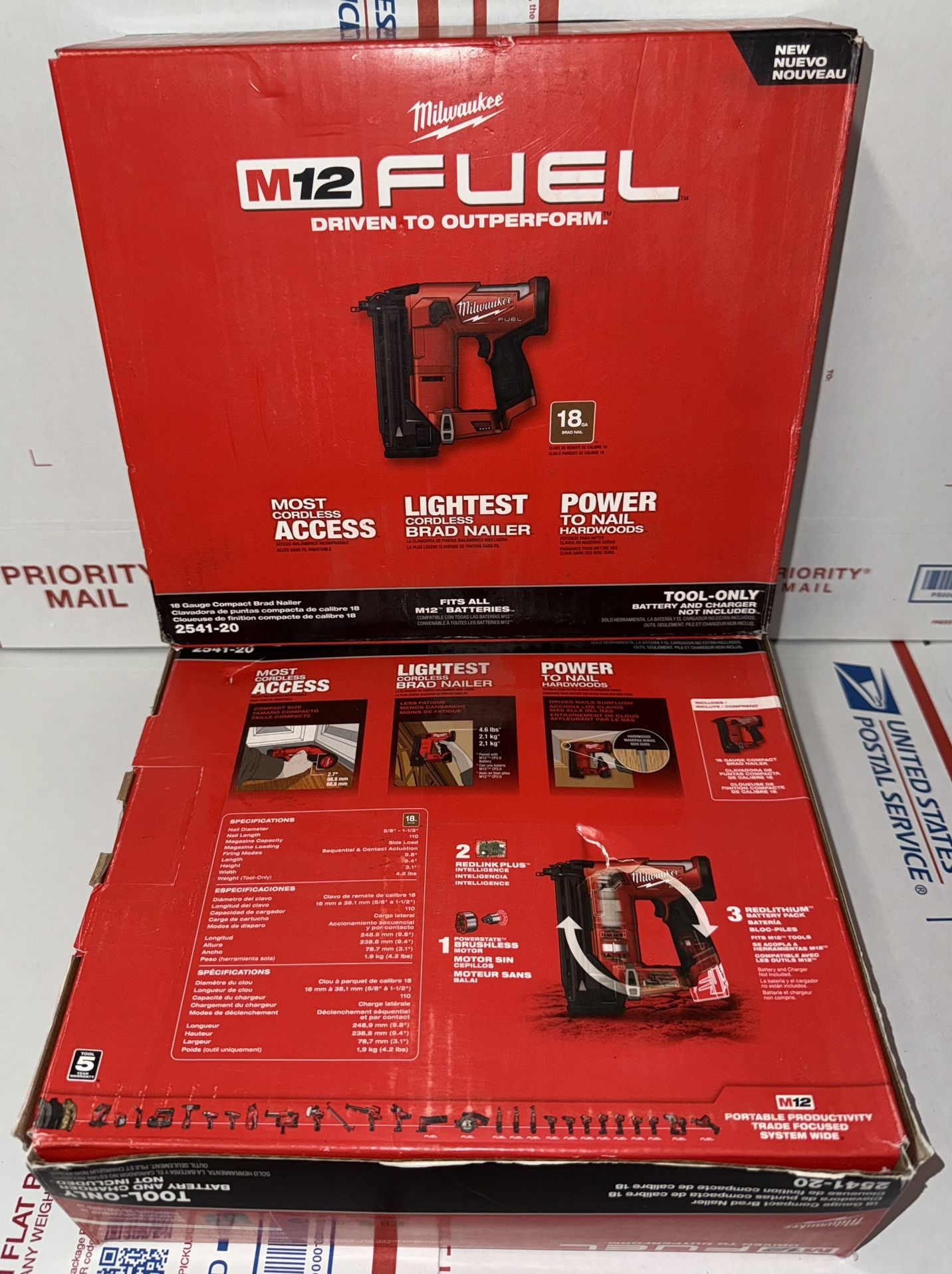 Milwaukee M12 Fuel 18g Compact Brad Nailer Tool. Model #2541-20