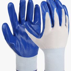 Nitrile Coated Work Gloves 12 Pairs, Heavy Duty Rubber Grip, Puncture Resistant, Abrasion & Cut Protection for Construction, Automotive, Warehouse, La