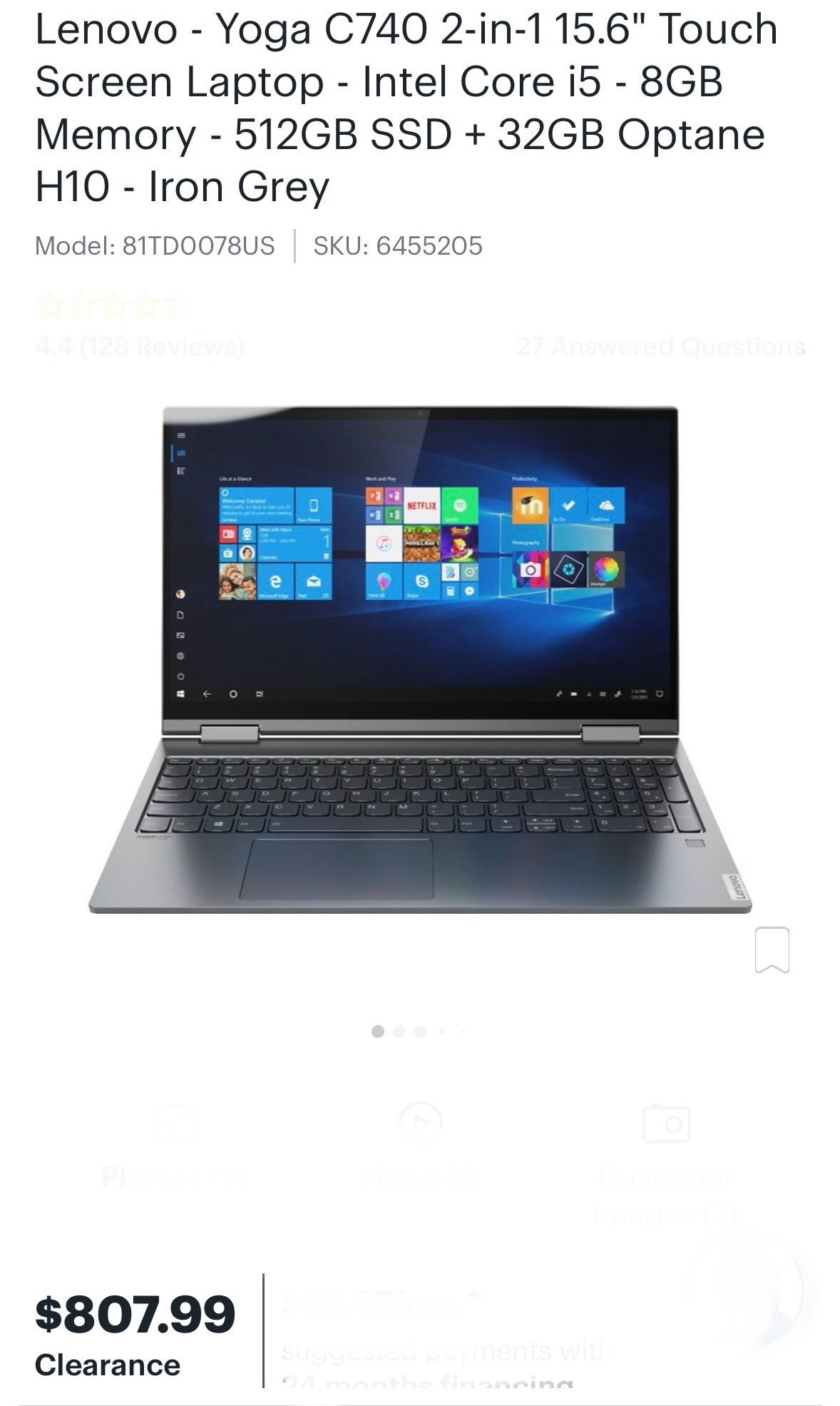 Lenovo Yoga C740 2in1 Touch Screen Laptop NEW Free COMPUTER BAG