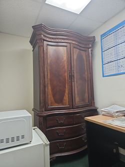 Large Wood Armoire with Drawers