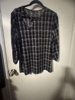 Como Black Plaid Top with Bow Detail